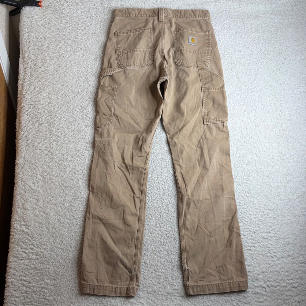 Carhartt Relaxed Fit Carpenter Pants Tan Canvas Workwear Distressed 30x32 (31)